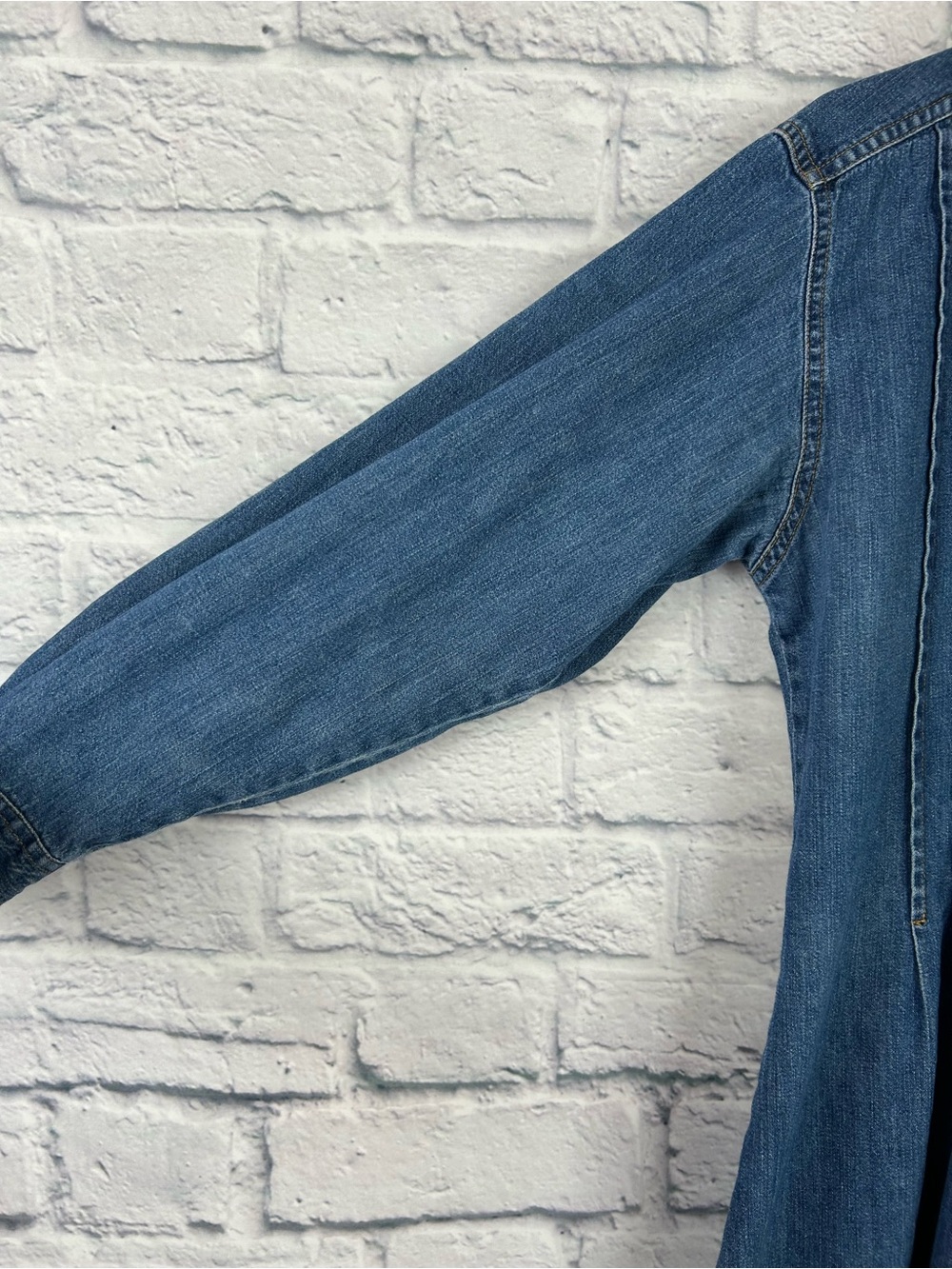Laura Ashley Denim Midi Dress Women’s 8 Blue Pintuck Button Front Cottagecore - Picture 3 of 9